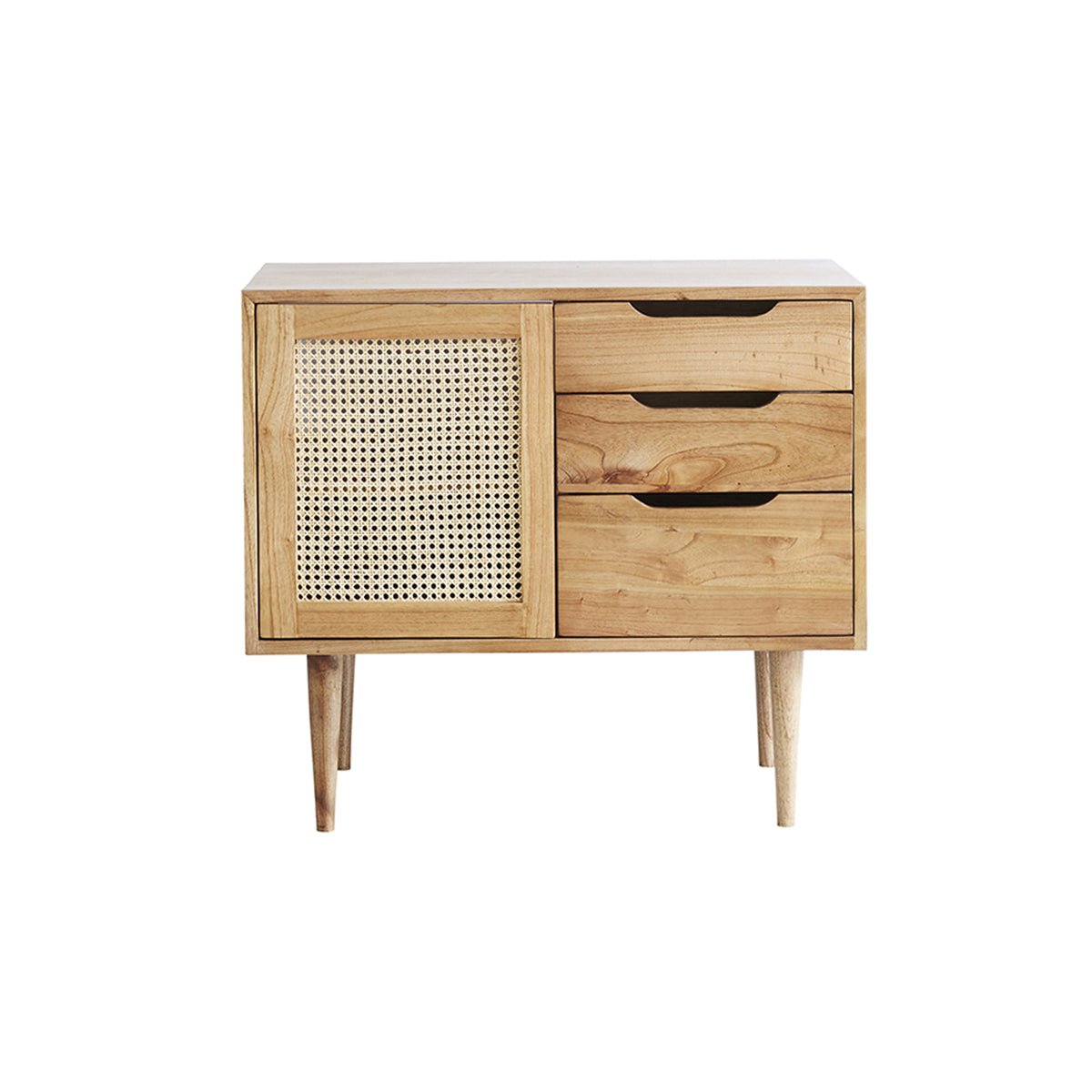 Meuble de salle de bain en mindi massif et cannage 85 cm HANA naturel, BERAH GETAH