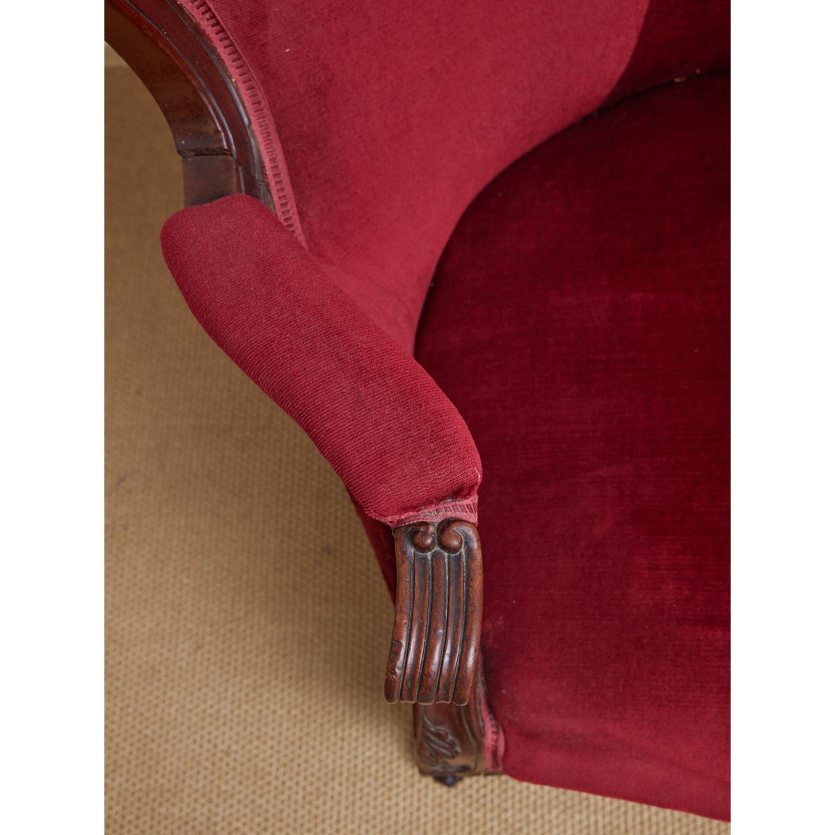 Banquette double en tissu Martine N°62 - Bon état rouge, DEBONGOUT