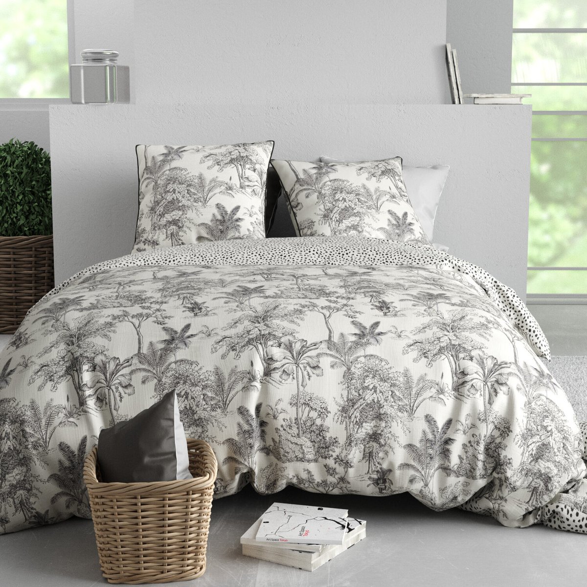 Parure housse de couette avec taie(s) en coton imprimée, Fauve noir, C DESIGN HOME TEXTILE