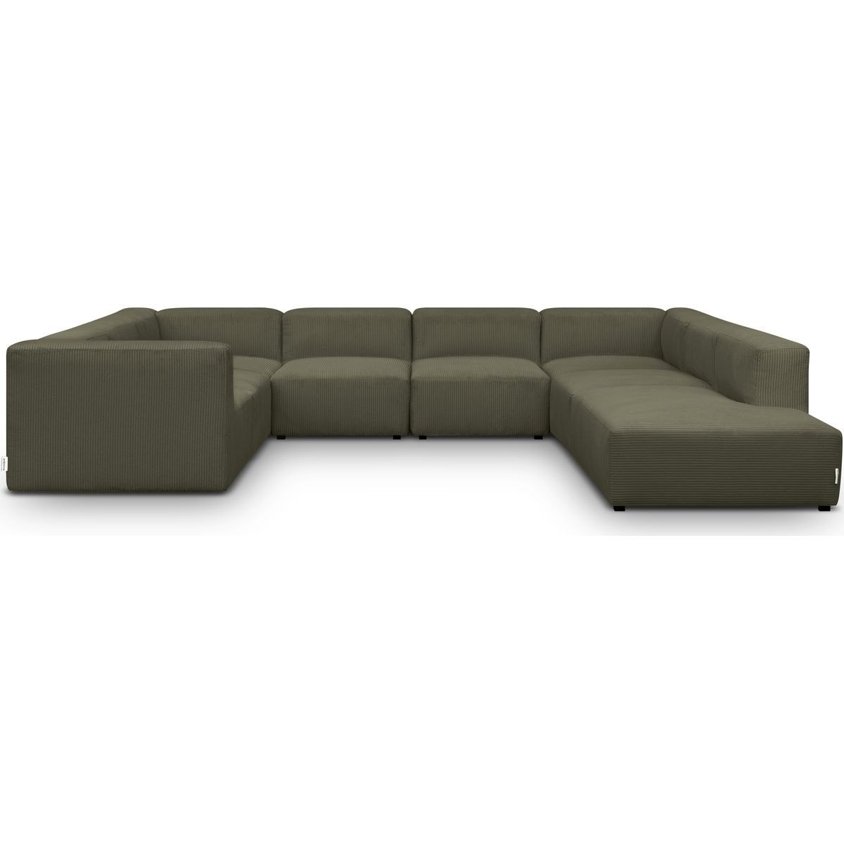 Canapé modulable panoramique 12 places ouvert à droite en velours côtelé - MODULO vert kaki, HOMIFAB