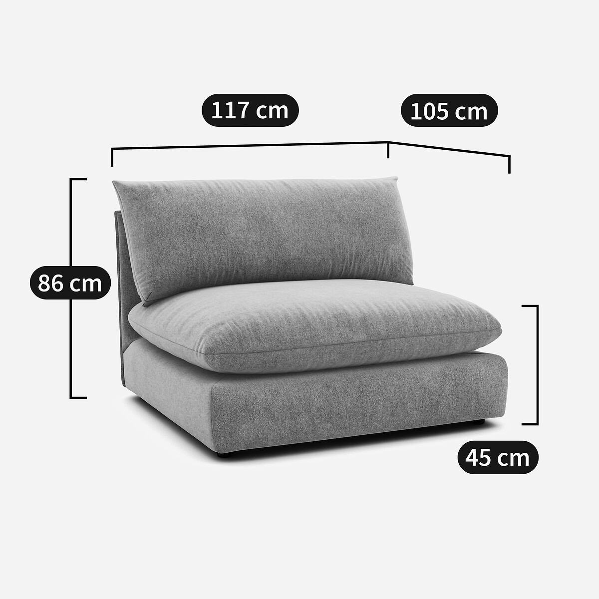 Élément chauffeuse pour canapé modulable, en tissu structuré, MALO céladon, LA REDOUTE INTERIEURS