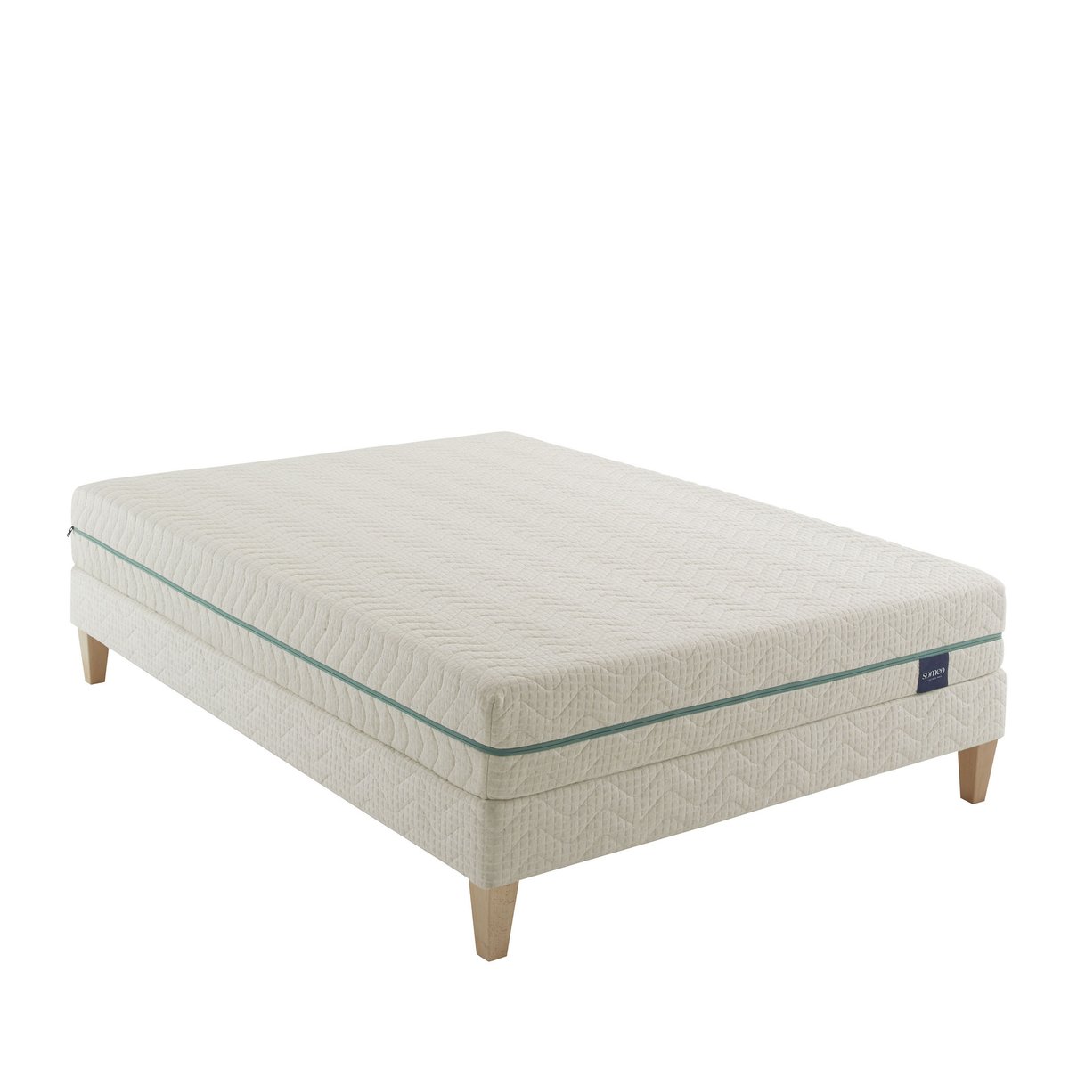 Ensemble matelas naturel latex naturel, sommier et pieds Aube 700 ecru, SOMEO