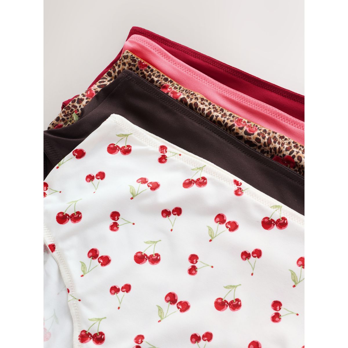 Culotte en microfibre, lot de 5 imprimé léopard/cerise, NEXT