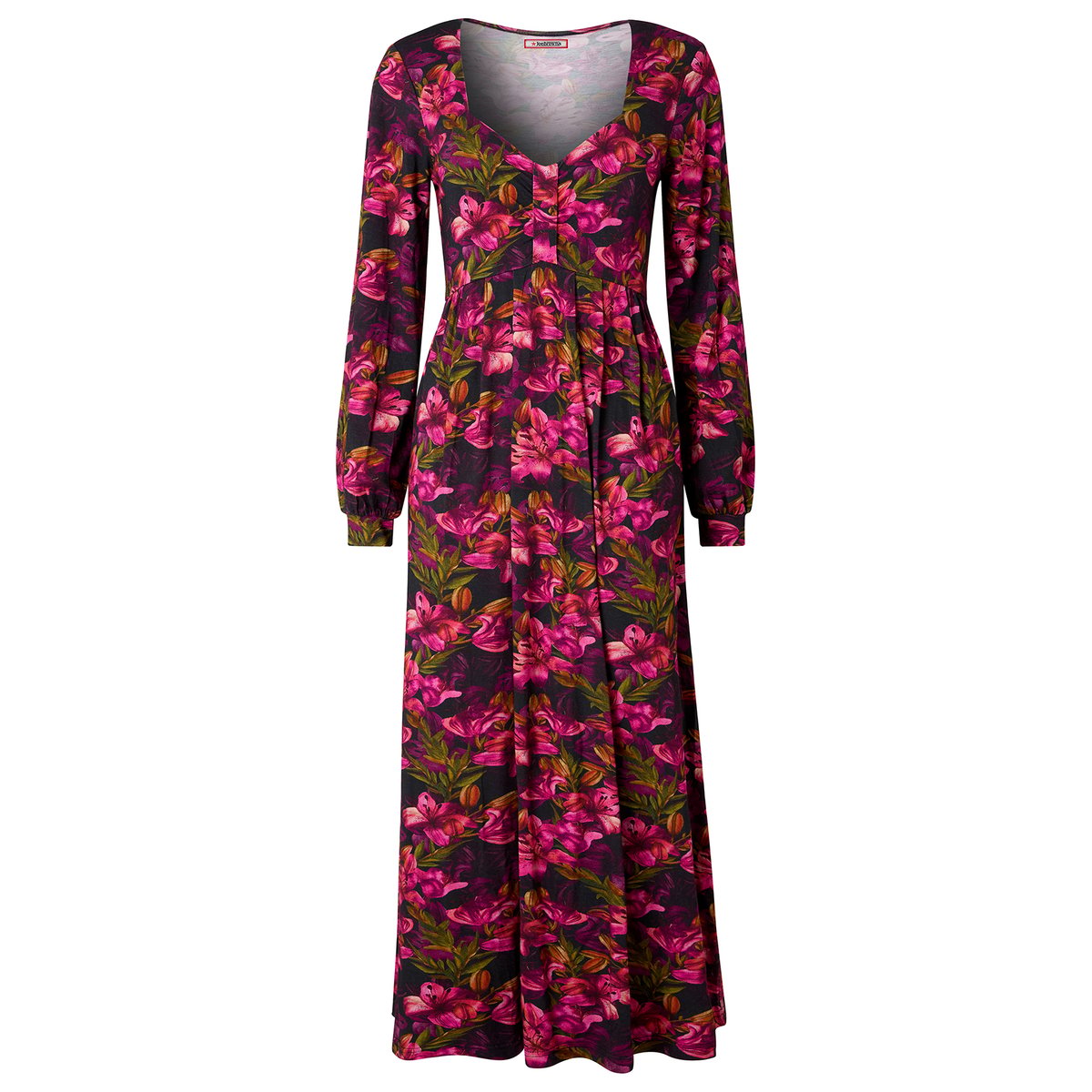Robe Mi-Longue en Jersey à Manches Longues Imprimé Lys rose, JOE BROWNS