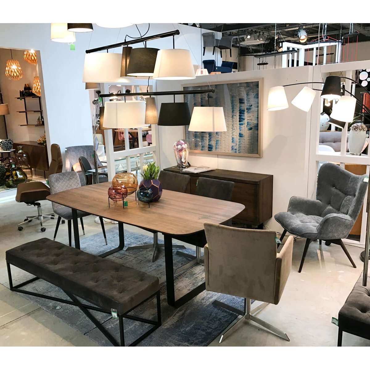 Banc en velours, CROSSOVER gris, KARE DESIGN