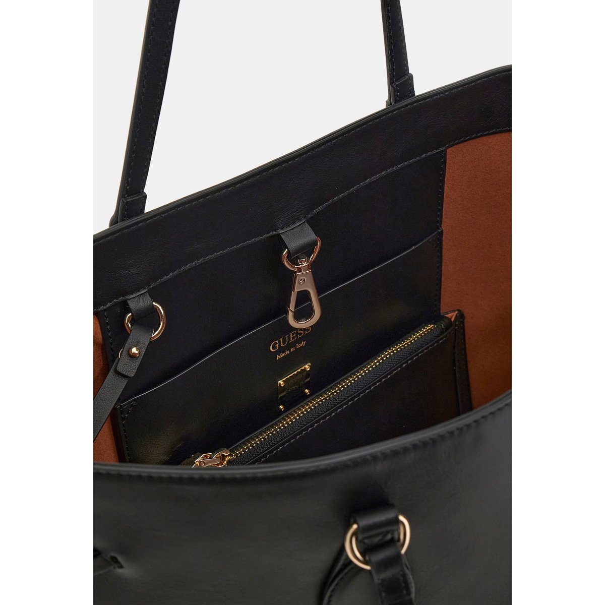 Sac D'épaule Florence Cuir Véritable noir, GUESS