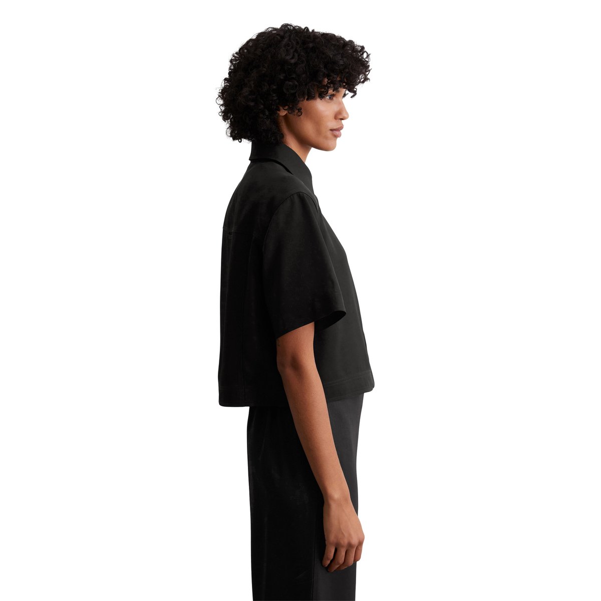 Blouse à manches courtes boxy en serge de Naia™ noir, MARC O'POLO
