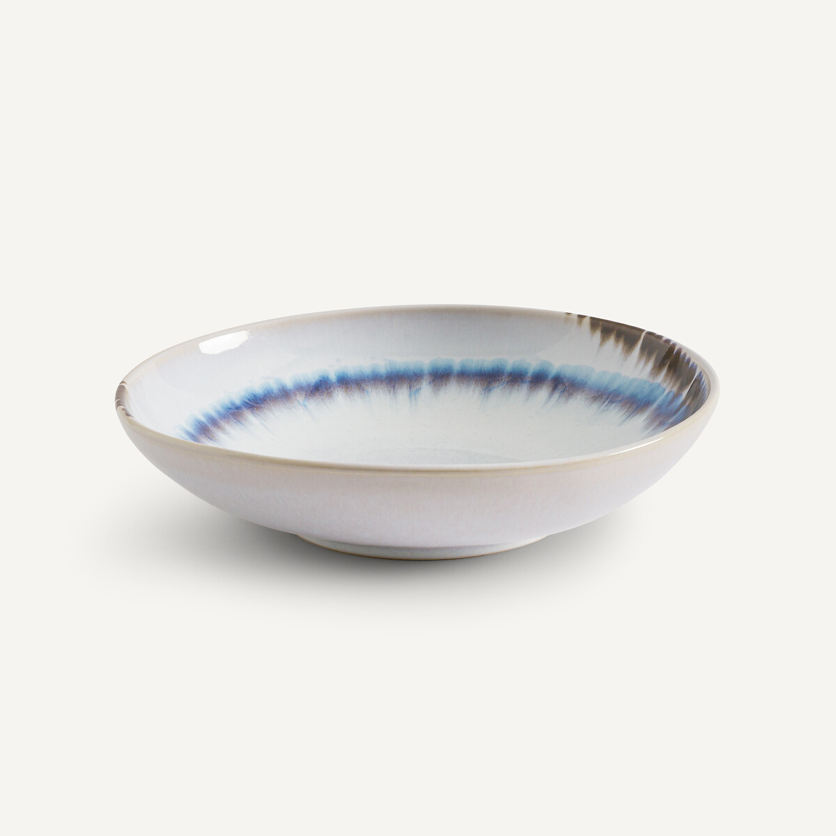 Lot de 4 assiettes creuses en grès Amadora bleu/blanc/marron, AM.PM