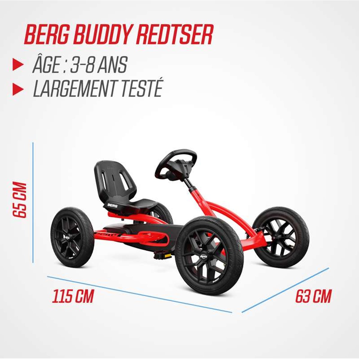 Kart à Pédales pour Enfants, 3+ Ans, Buddy red, BERG TOYS