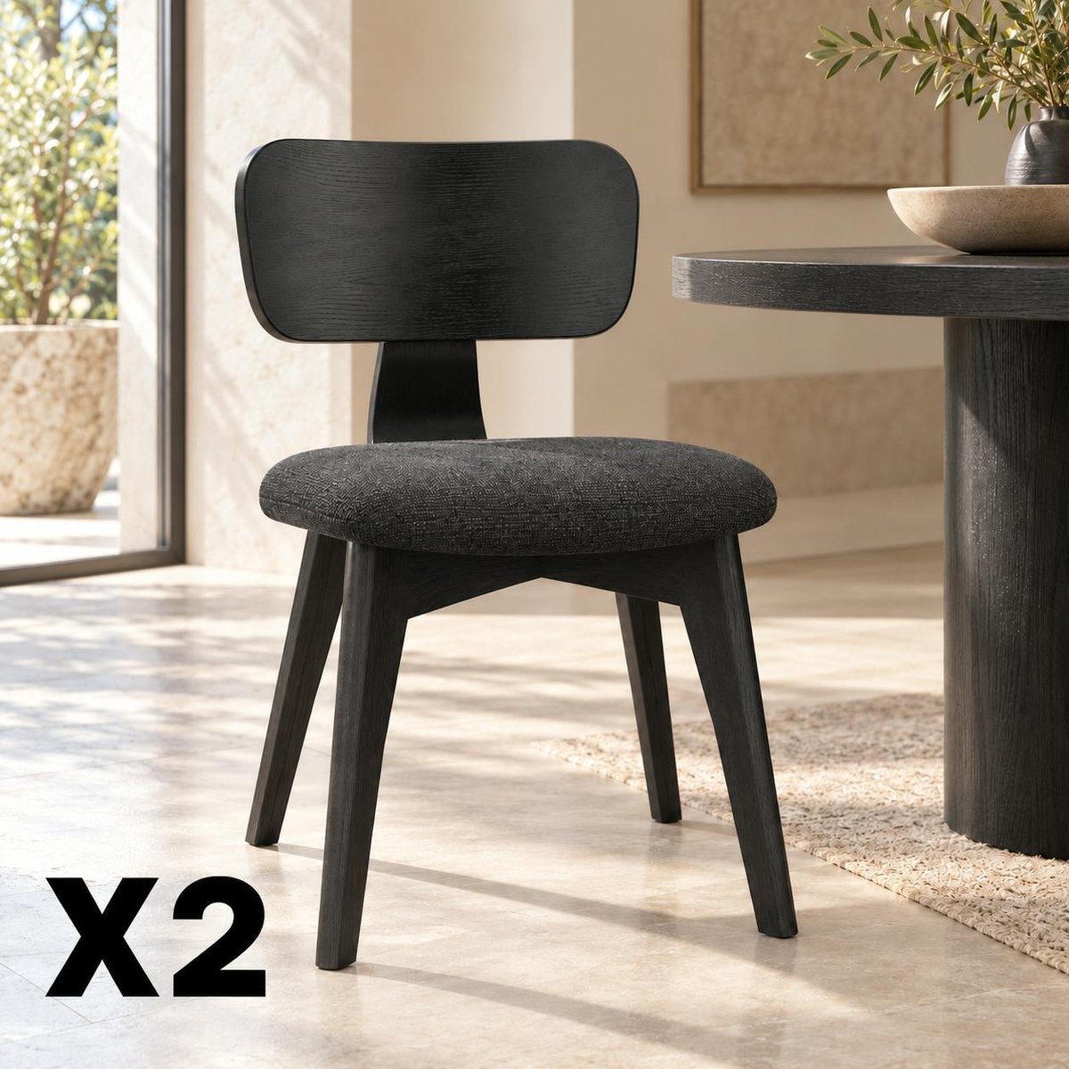 Chaise design moderne en bois (lot de 2) ORBE noir, PIER IMPORT