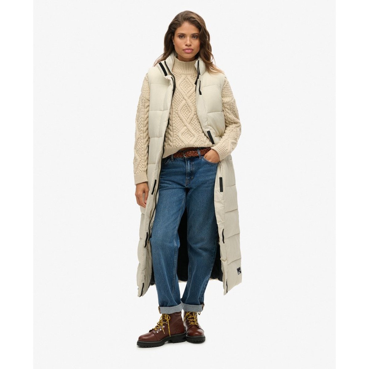 Gilet long sans manches Ripstop pélican, SUPERDRY