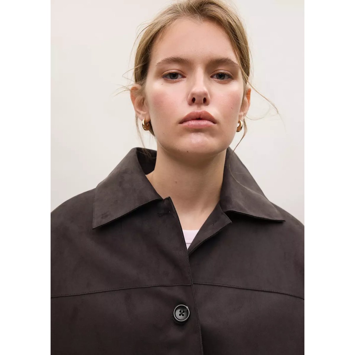 Veste col chemise à boutons chocolat, MANGO TEEN