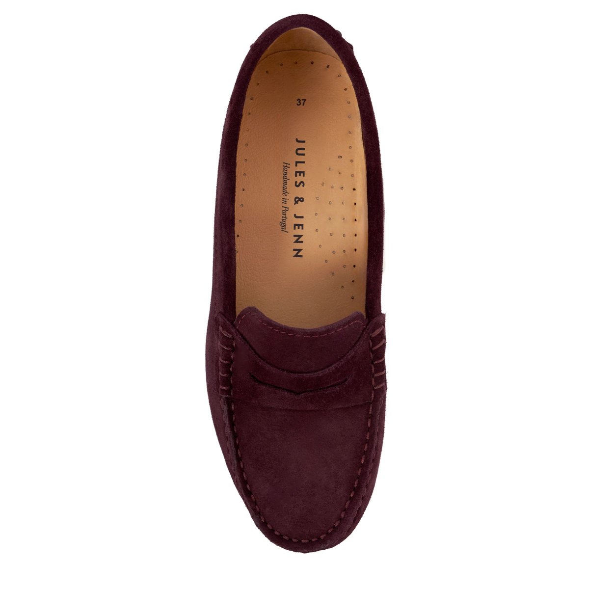 Mocassins femme cuir daim bordeaux, JULES & JENN
