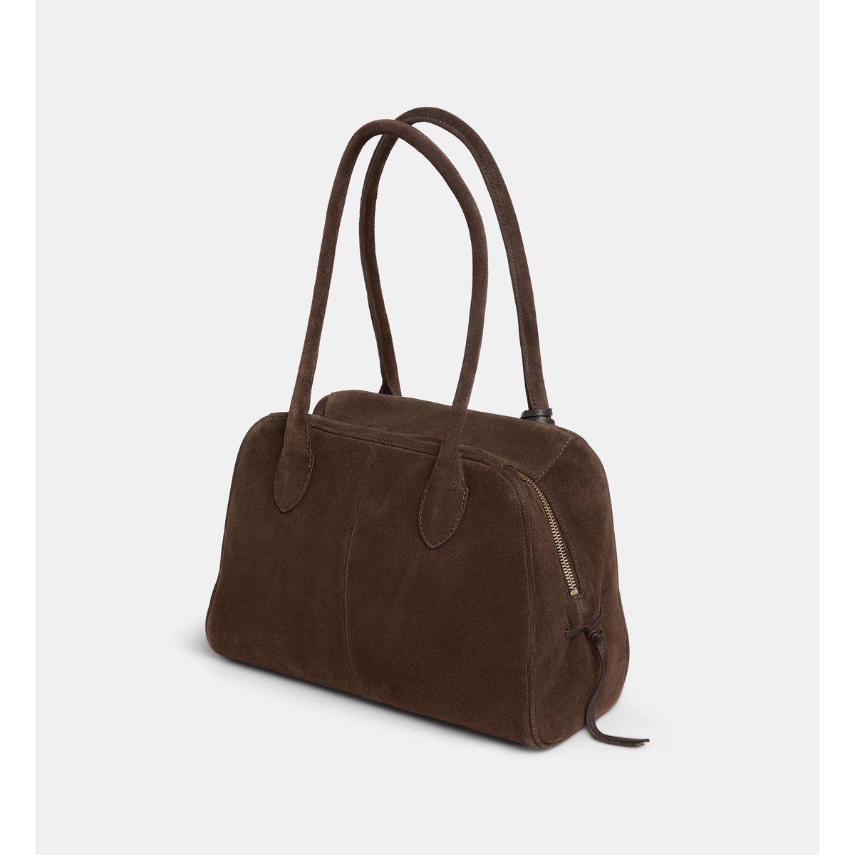 Sac à main frida grandes anses cuir suédé marron chocolat, GALERIES LAFAYETTE