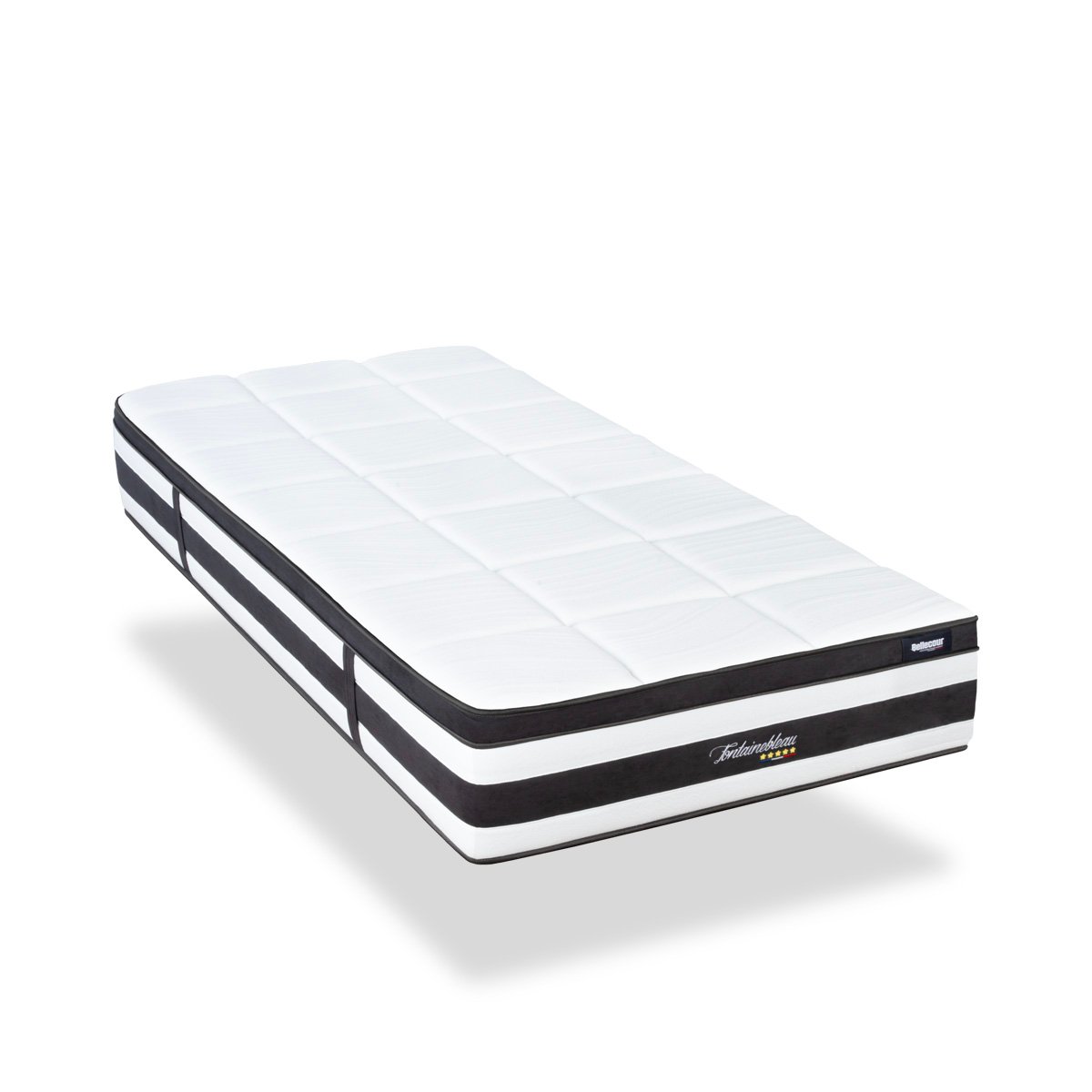 Pack Fontainebleau 90x190 cm Matelas Ressorts + Sommier Bois + Accessoires blanc, BELLECOUR