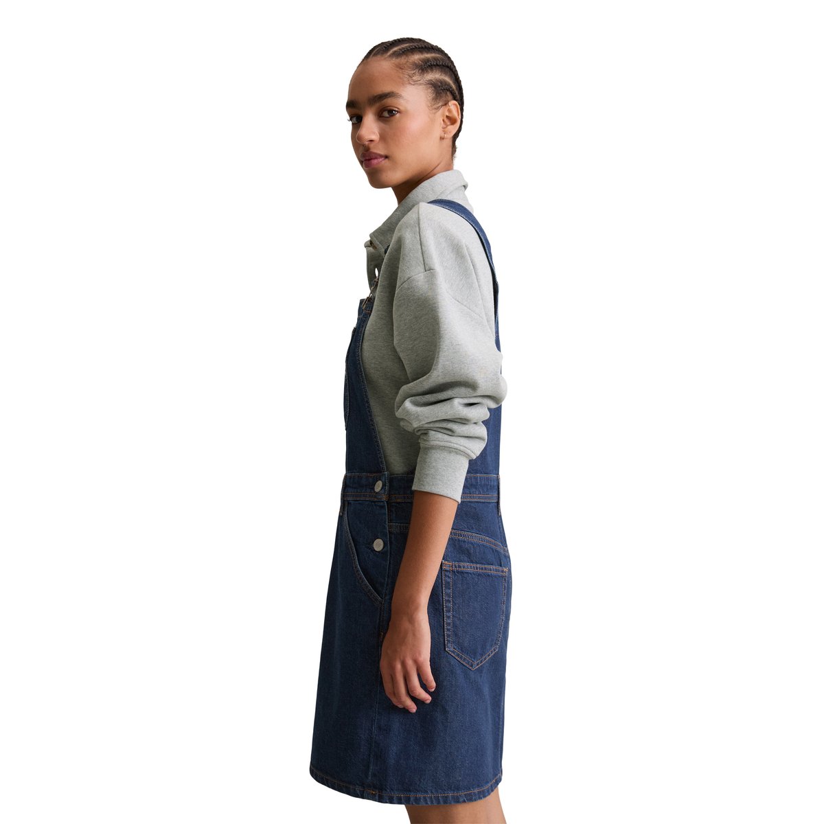 Robe courte à bavette loose en denim rigide bleu foncé, MARC O’POLO DENIM