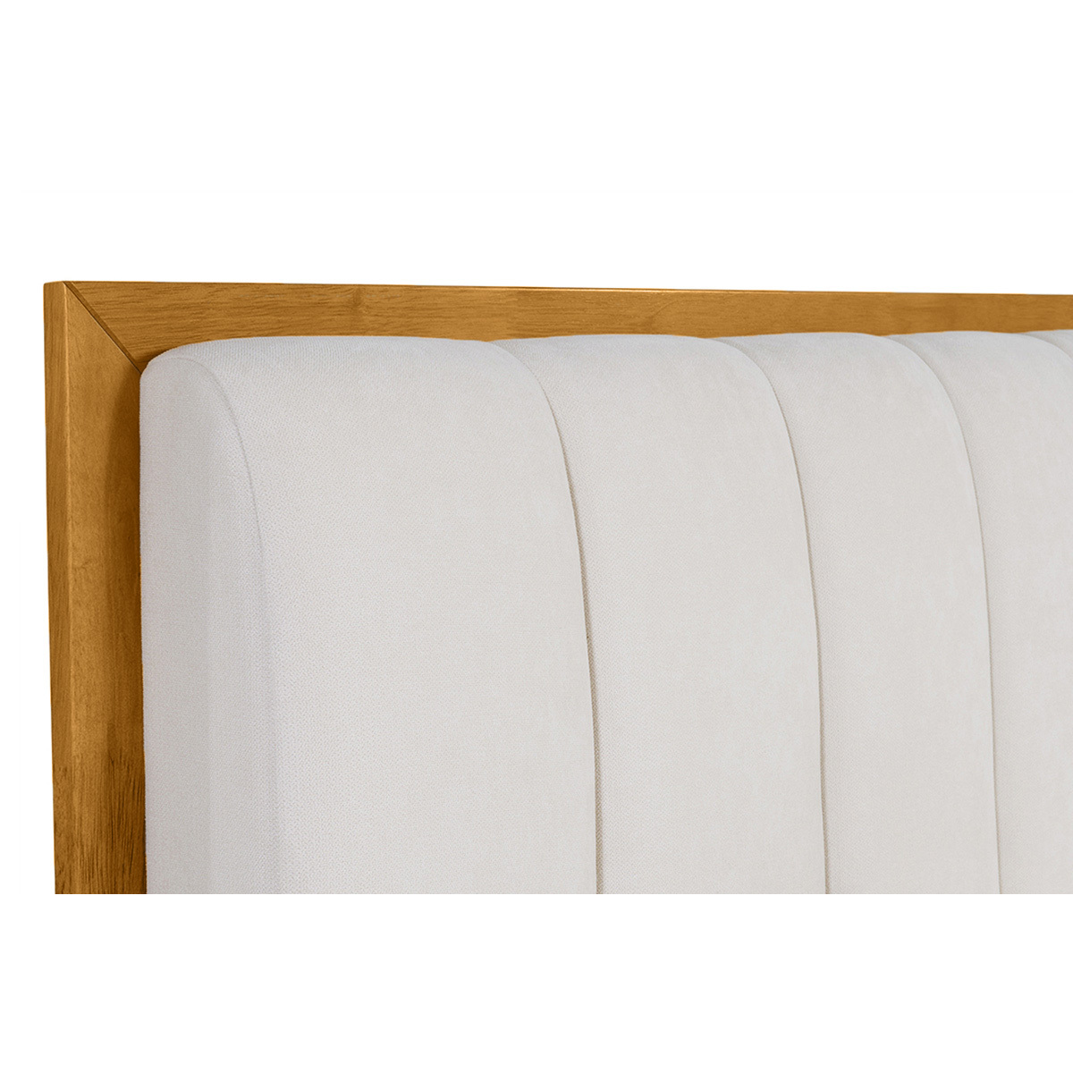 Lit 2 places 160x200 cm en bois clair et tissu gris clair RONN gris clair, MILIBOO
