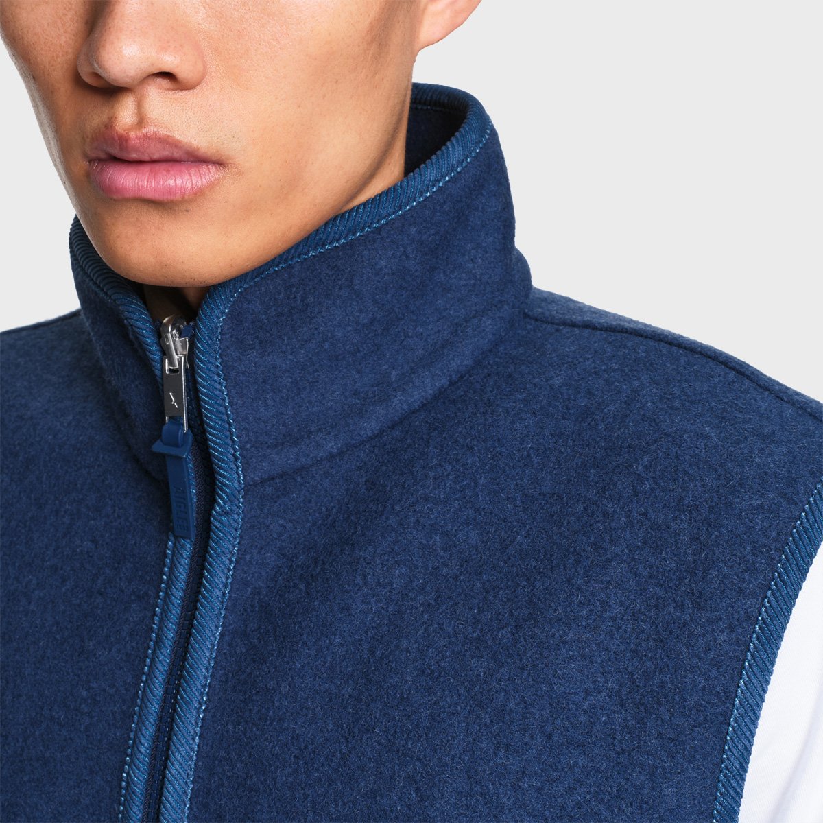 Veste sans manches laine bouillie col montant T-KIT bleu marine, AIGLE