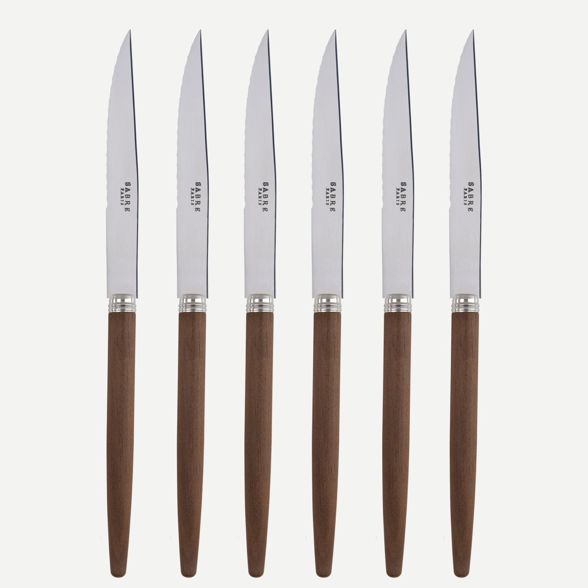 Set de 6 couteaux à steak, Jonc bois foncé, SABRE