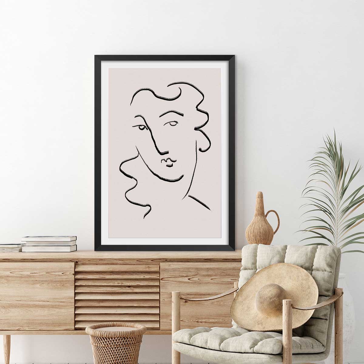 Affiche Simple Ligne No2 affiche + cadre en bois - noir, HEXOA
