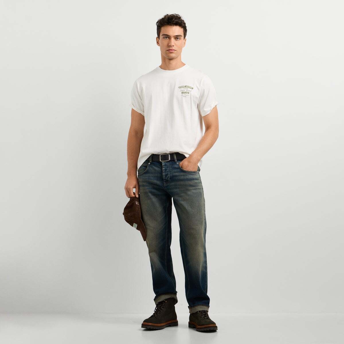 T-Shirt Coupe Regular Avec Logo blanc cassé, PEPE JEANS