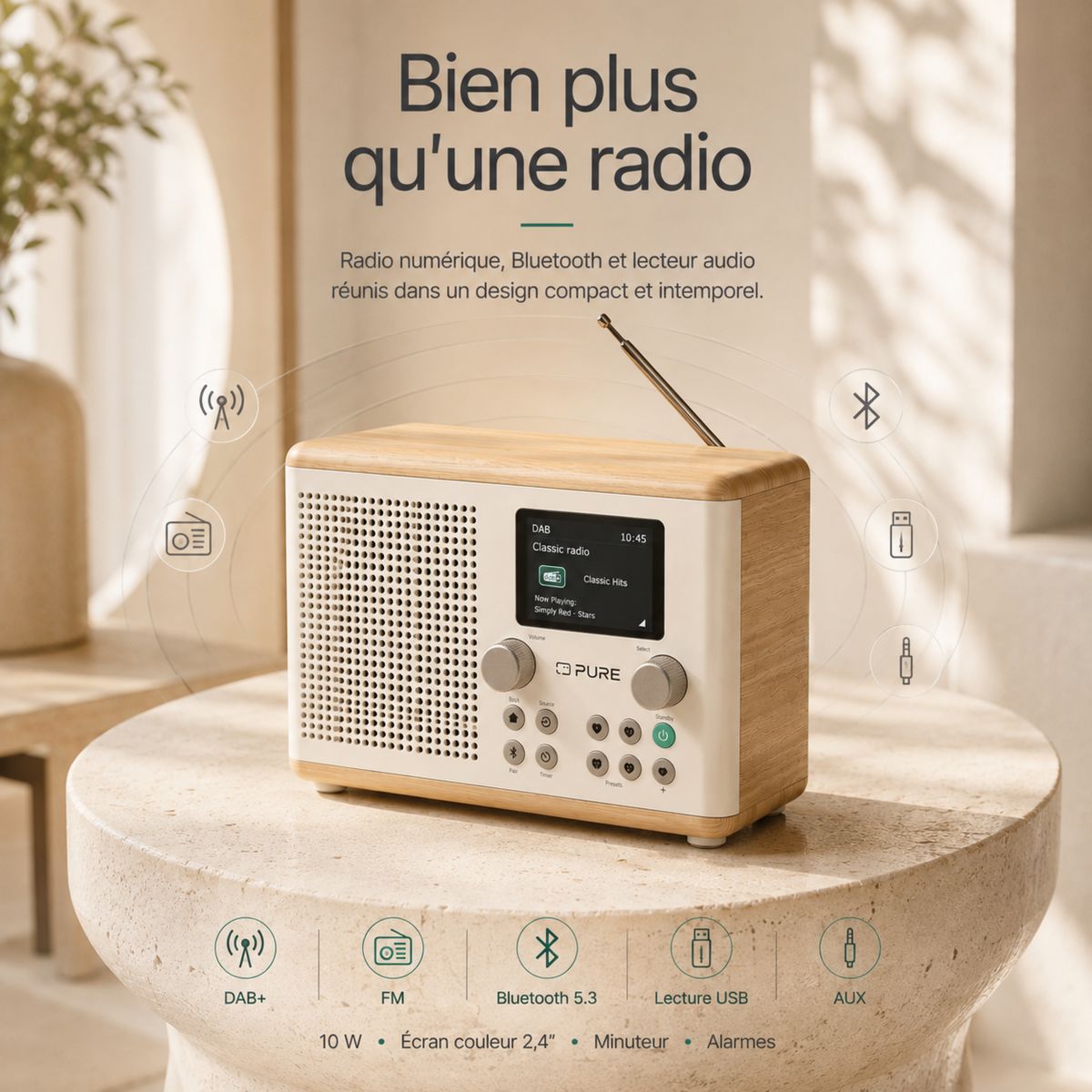 Radio DAB Classic H4 Cotton White coton blanc, PURE