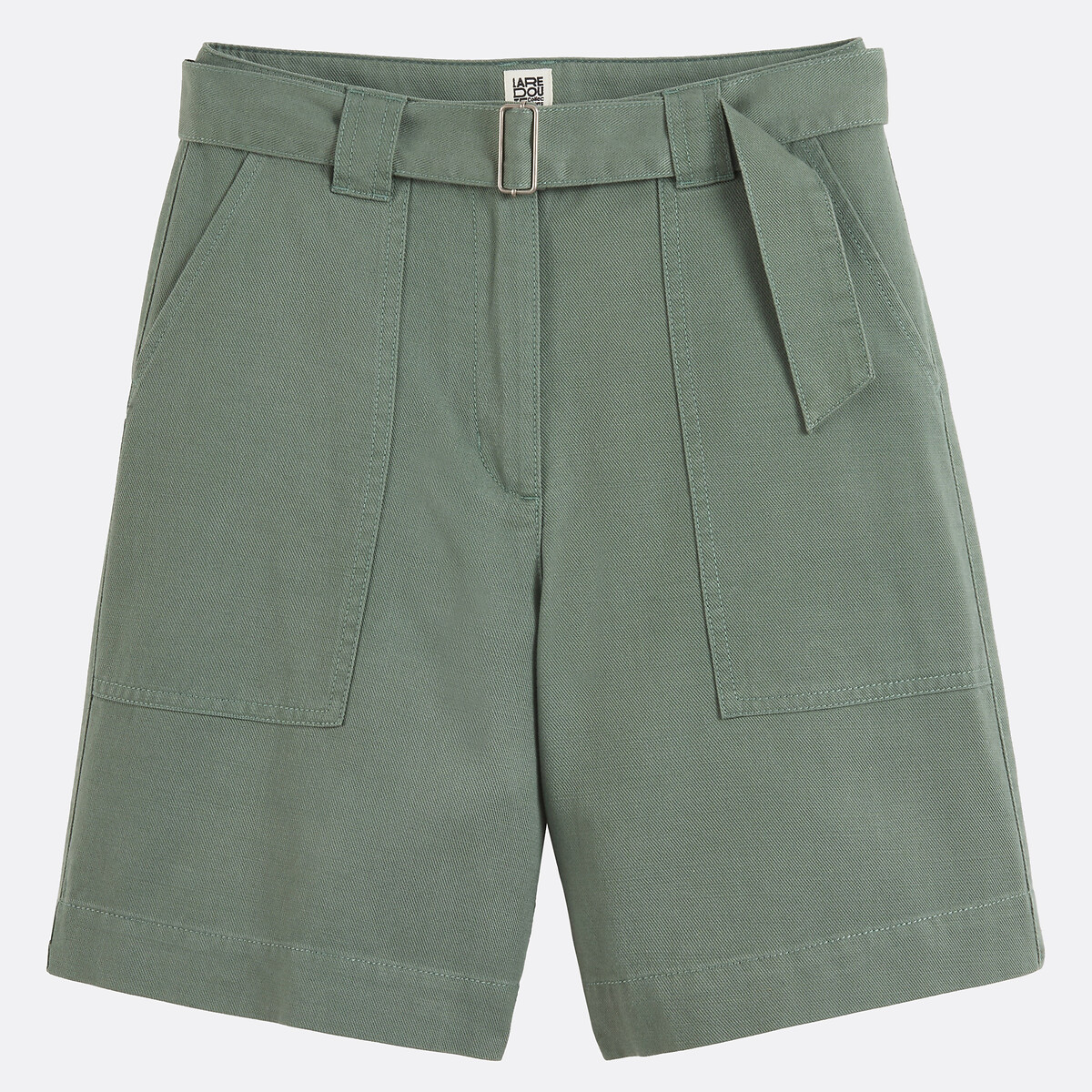 Bermuda cargo ceinturé en lyocell et coton vert tilleul, LA REDOUTE COLLECTIONS