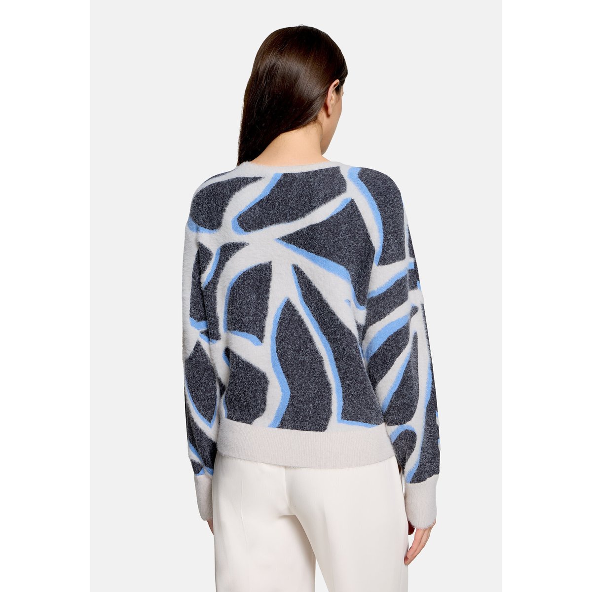 Pull-over en maille à motifs gris/blanc, BETTY & CO