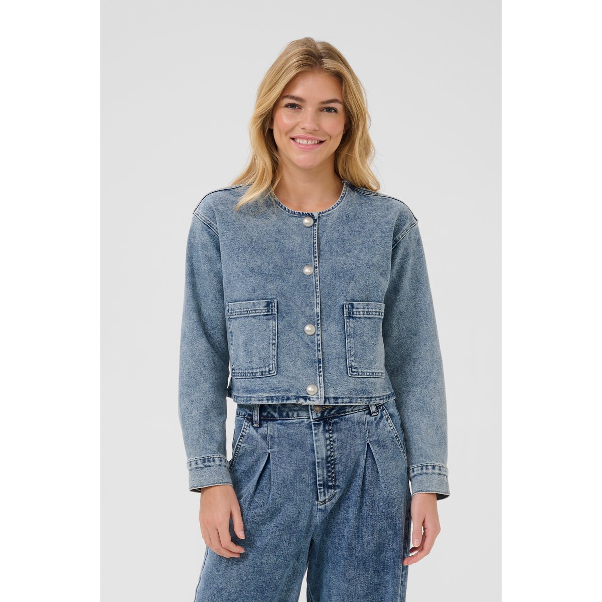 Outerwear bleu washed blue denim, KAFFE