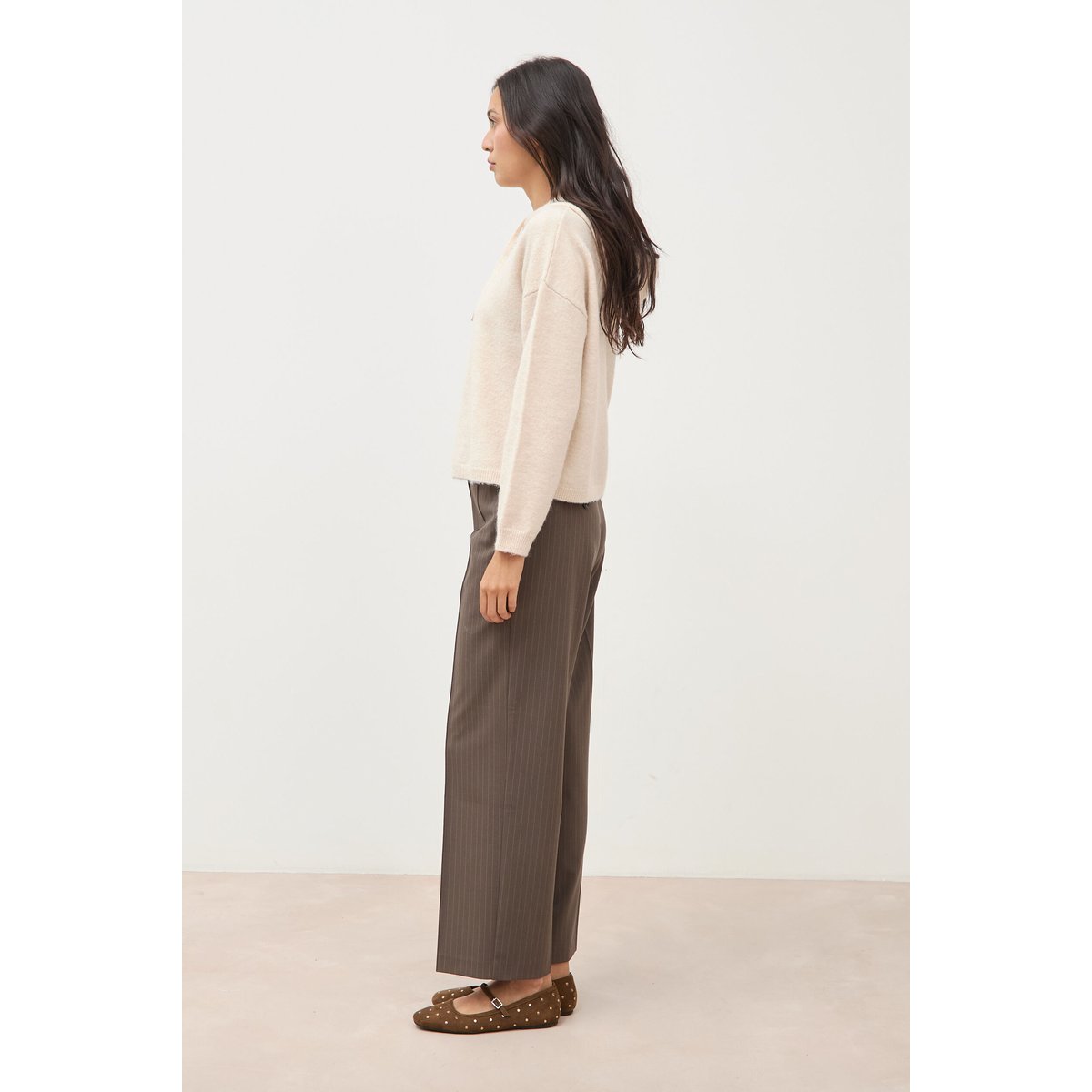Pull à capuche zippé beige, BONOBO