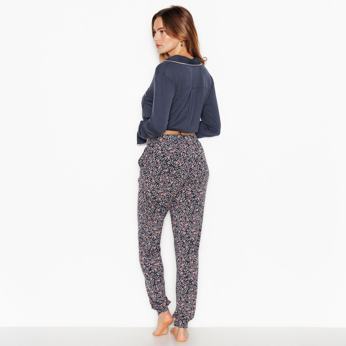 Pantalon pyjama CAMILLE gris/rose, ROUGEGORGE LINGERIE