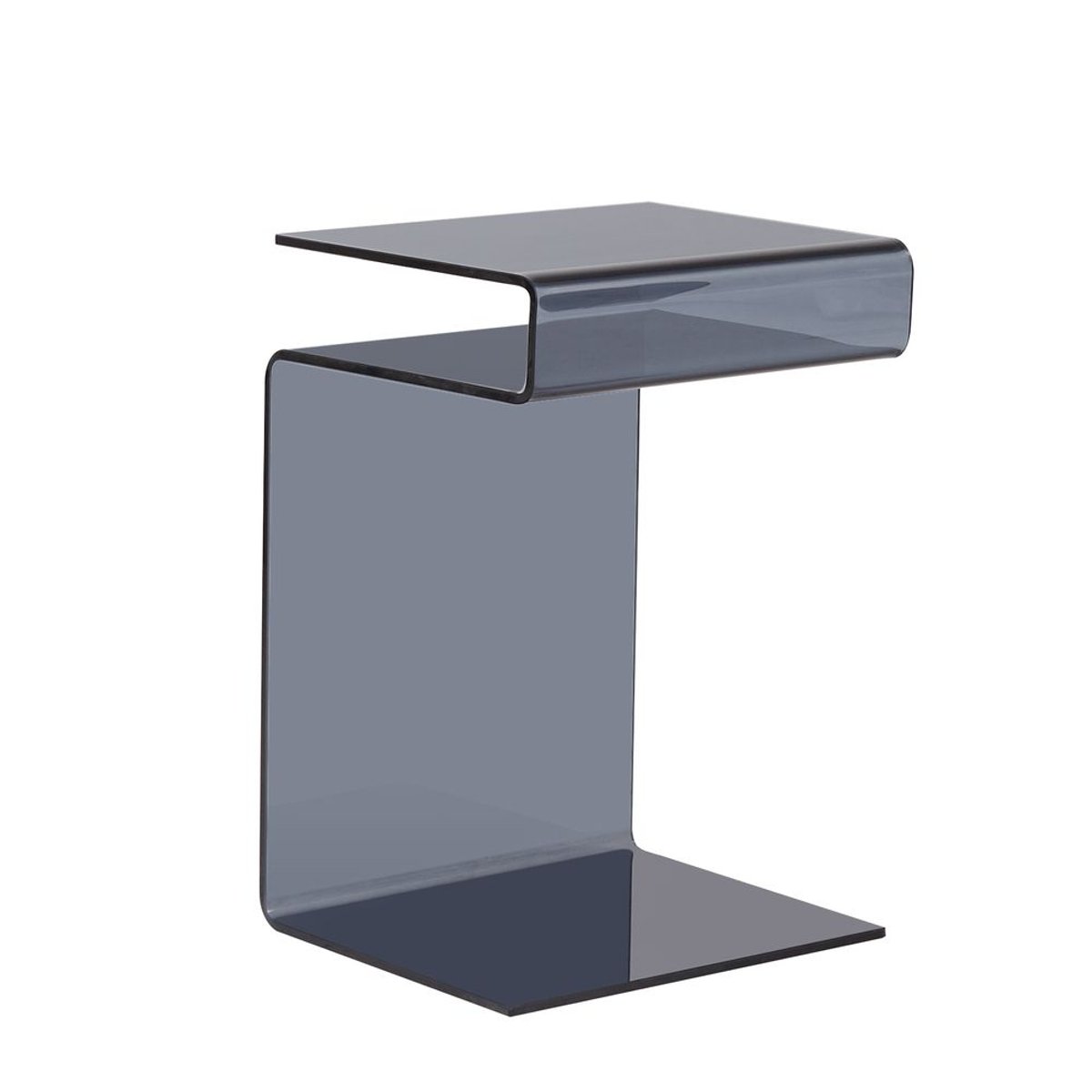 Table basse ou bout de canapé en verre trempé bleu gris gris bleu, ZAGO