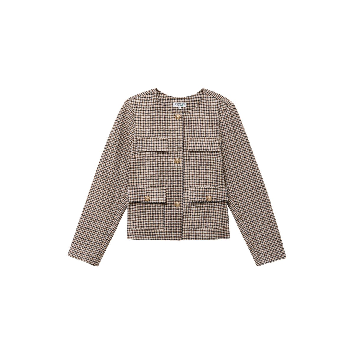 Veste à carreaux manches longues marron, BONOBO
