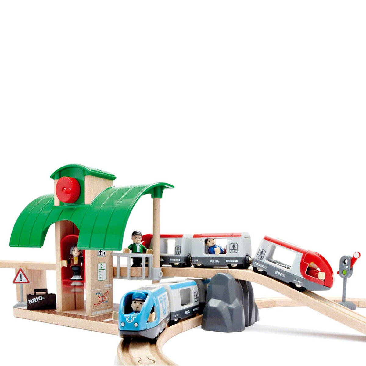 Circuit plateforme voyageurs multicolore, BRIO