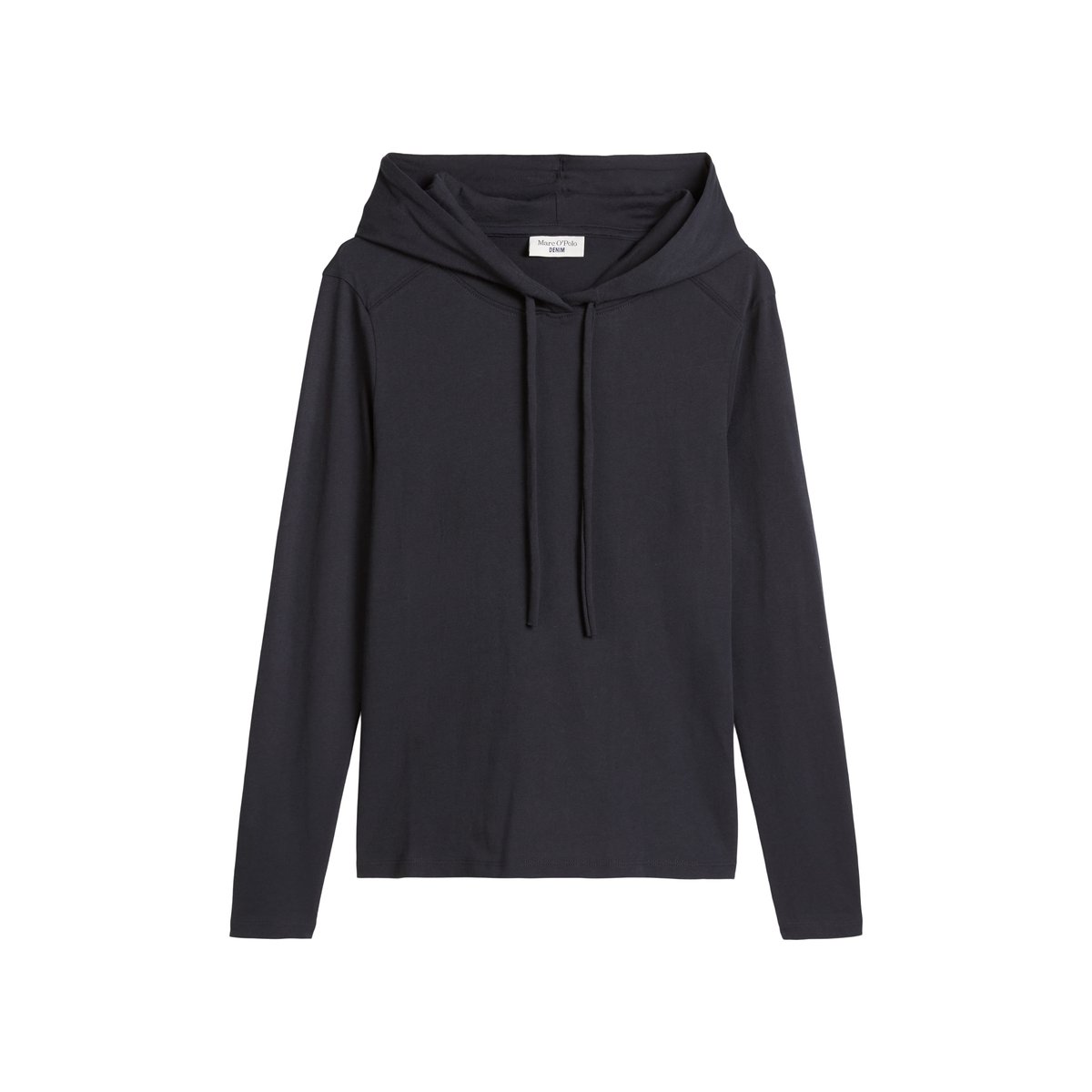 Longsleeve à capuche relaxed en single jersey doux bleu foncé, MARC O’POLO DENIM