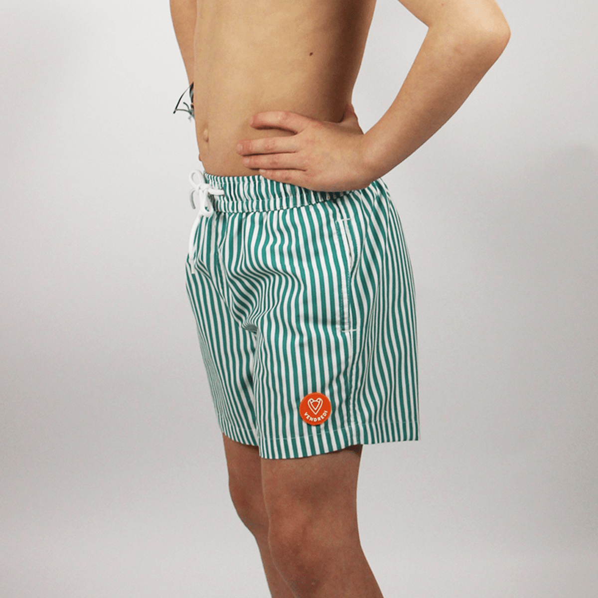 Short de bain Le petit POSEIDON RAYE vert malachite, VENDREDI