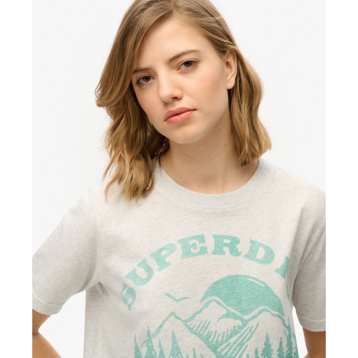 T-shirt monochrome décontracté Lo-Fi Outdoor gris glacier chiné, SUPERDRY