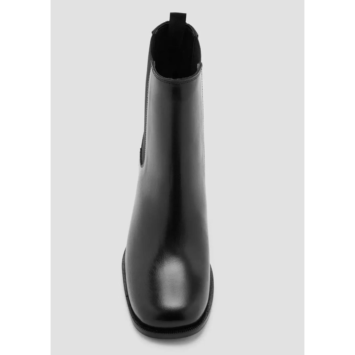 Bottines cuir talon bloc noir, MANGO