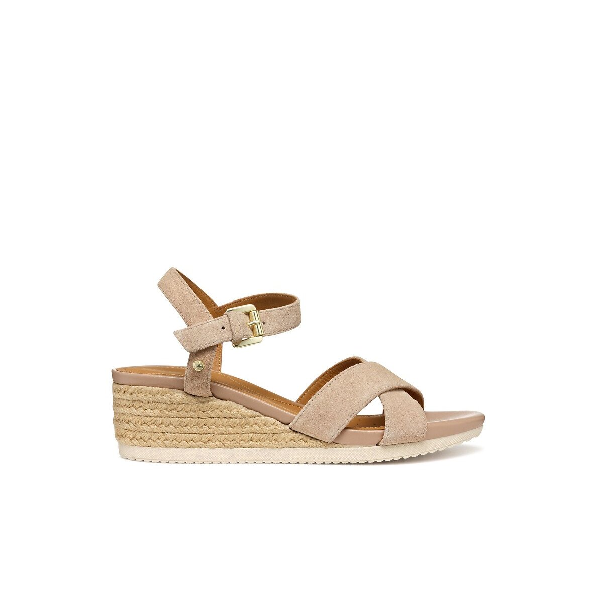 Sandales compensées Ischia Corda, cuir nude, GEOX