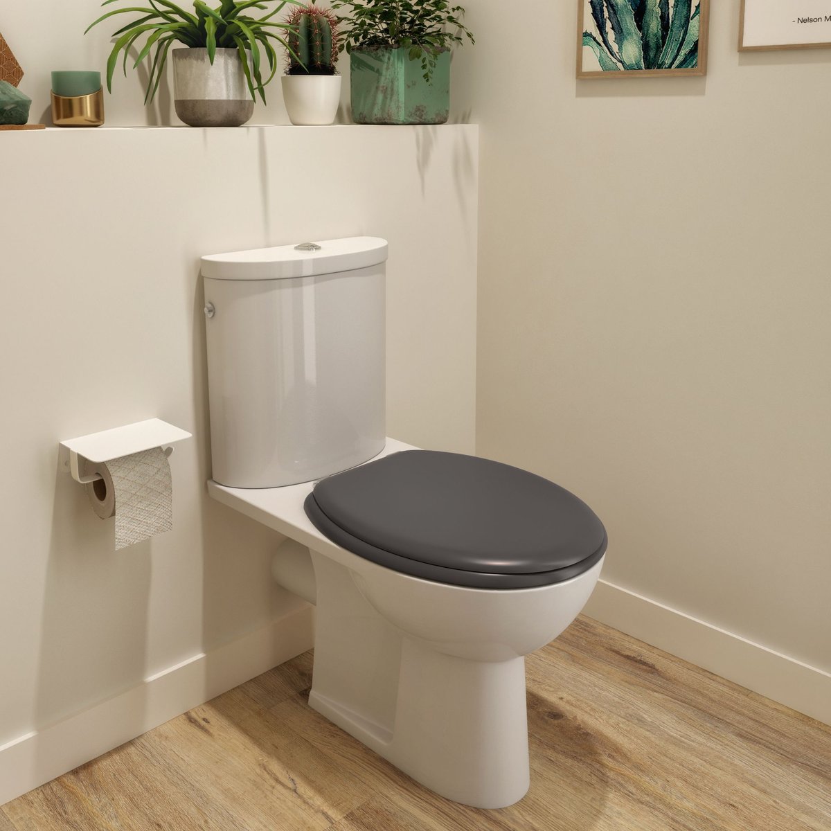 Abattant WC en bois moulé, EASY gris, SENSEA