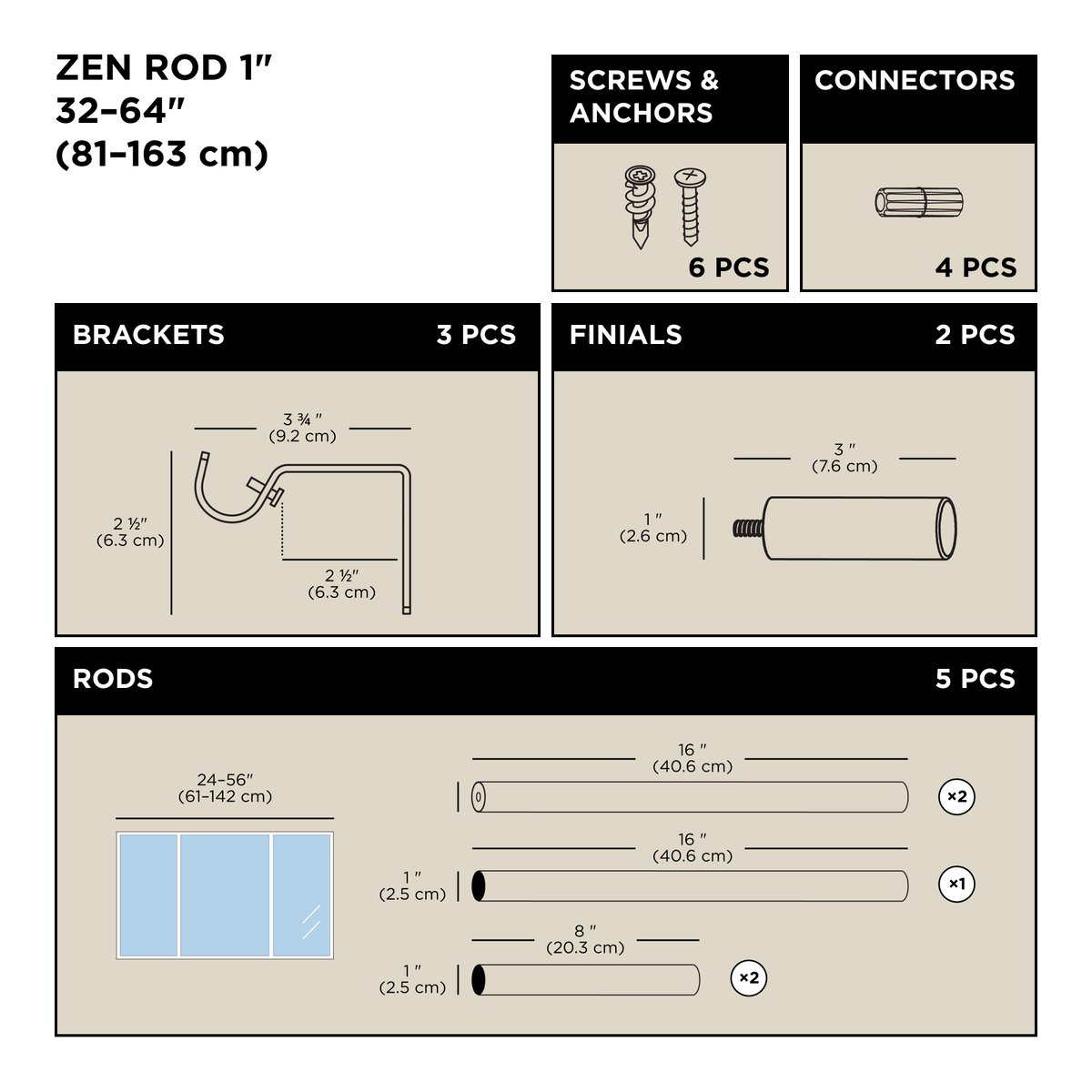 Tringle à rideaux extensible compacte ZEN argent, UMBRA