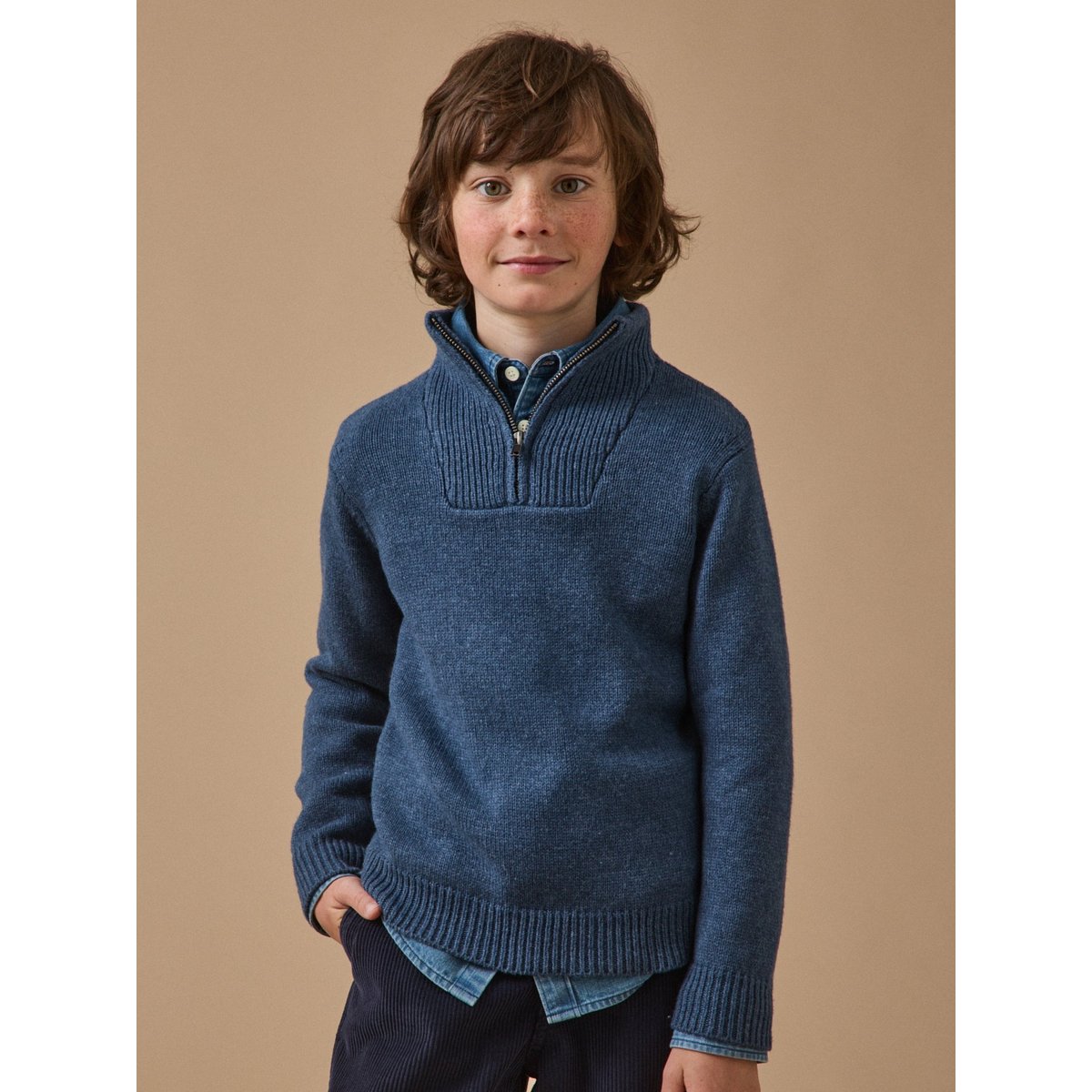 Pull col camionneur bleu chine, CYRILLUS