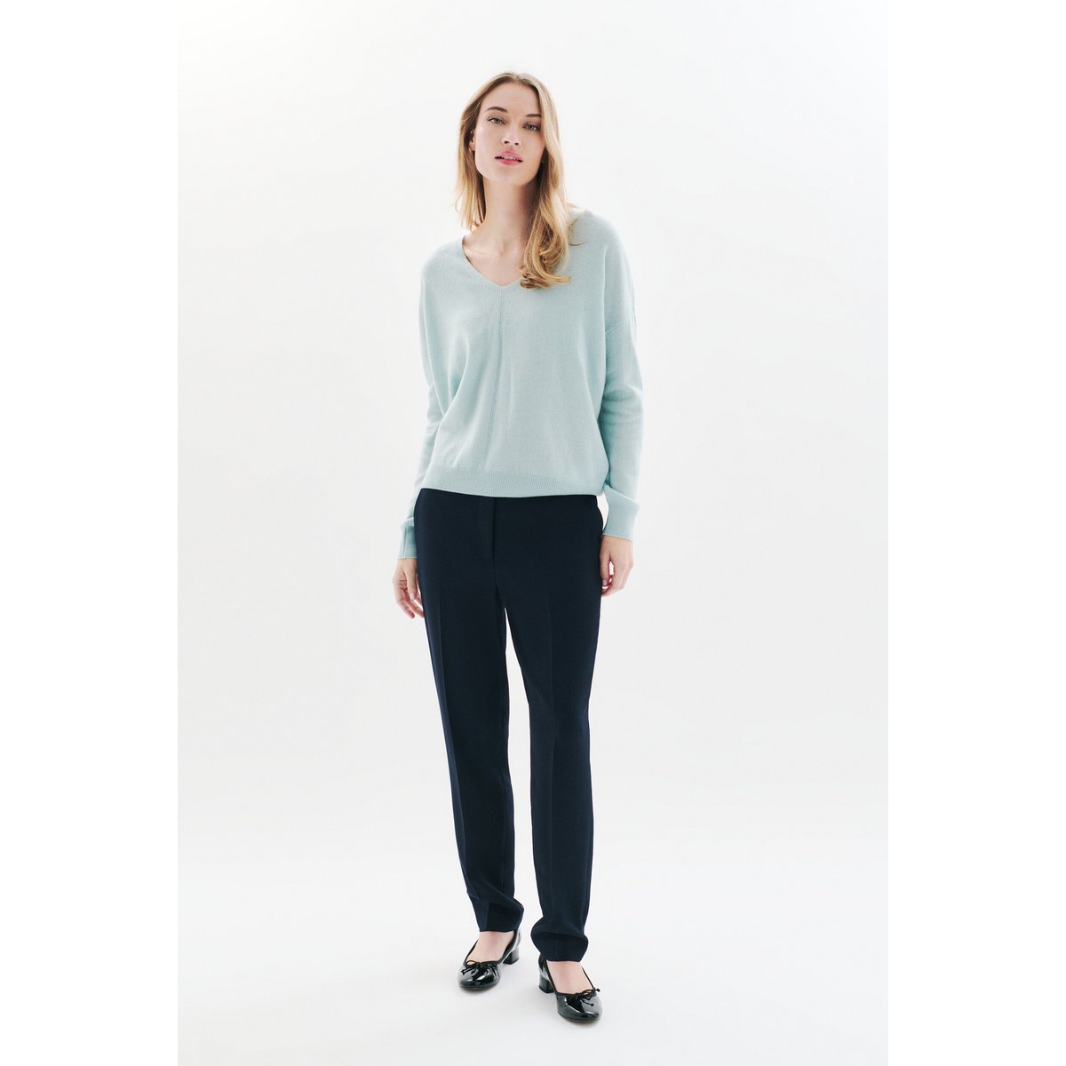 Pull MTHELMINA 100% cachemire bleu gris, CAROLL