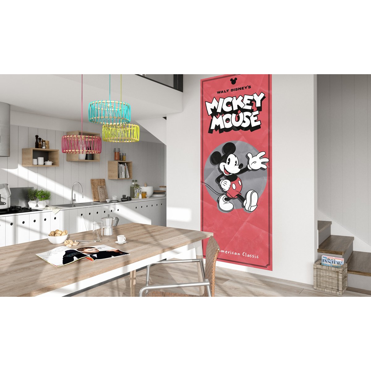 Papier peint Komar - Mickey - American Classic - 100 x 250 cm multicolore, HEXOA