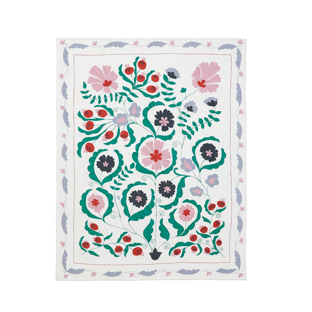 Dessus de lit coton flammé brodé Antonie ecru/multicolore, LA REDOUTE INTERIEURS