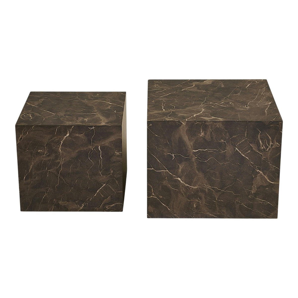 Table basse cube design effet marbre brun (lot de 2) TORANO marron, PIER IMPORT