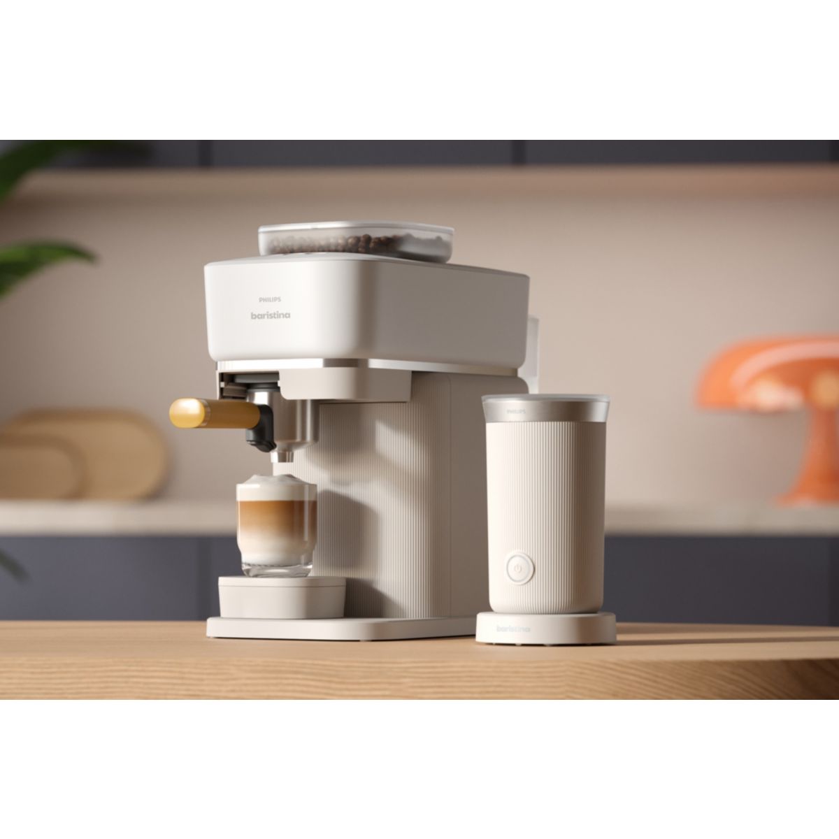 Mousseur à lait blanc pour baristina couleur unique, PHILIPS