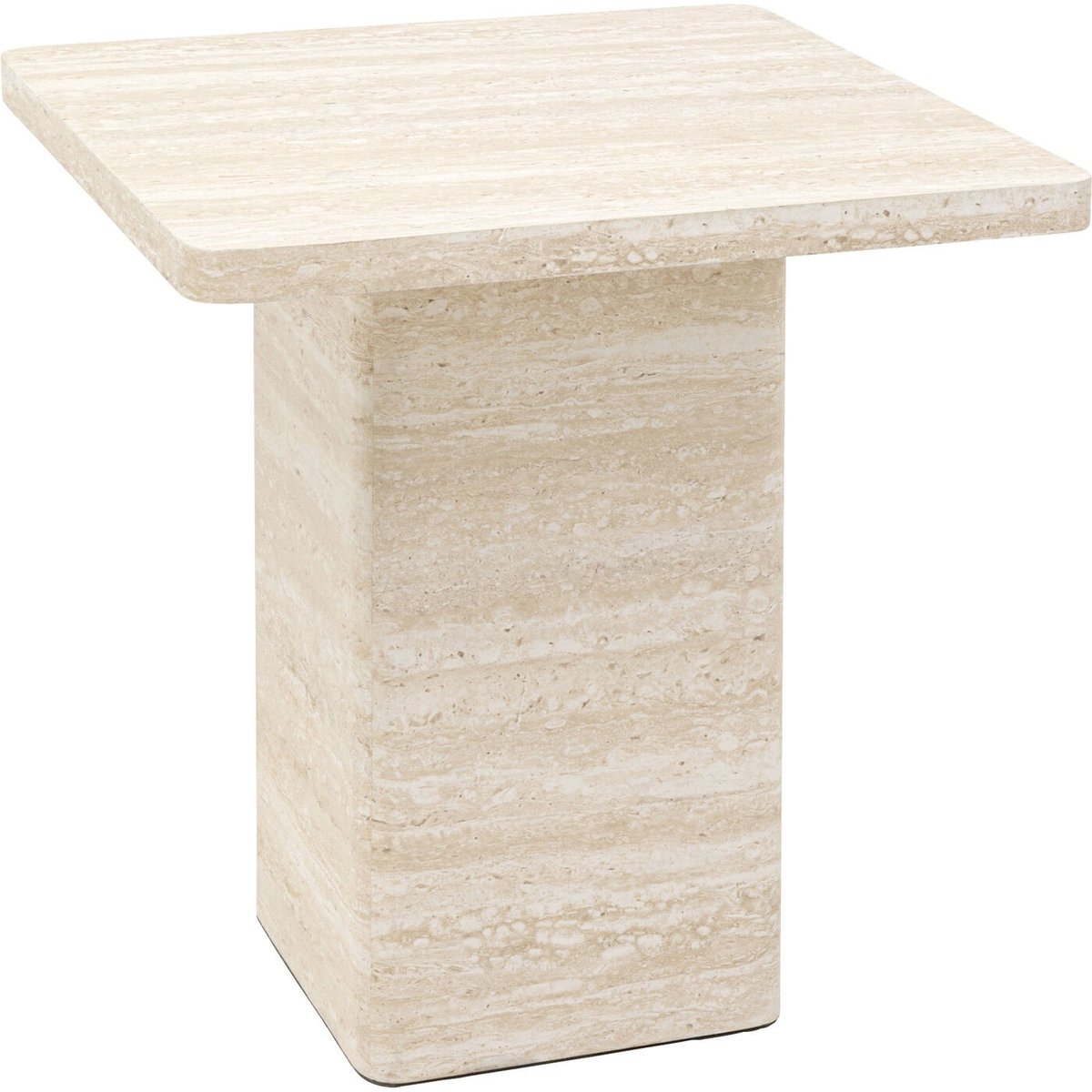 Table d'appoint carrée imitation pierre, TRAVERTINO beige, KARE DESIGN