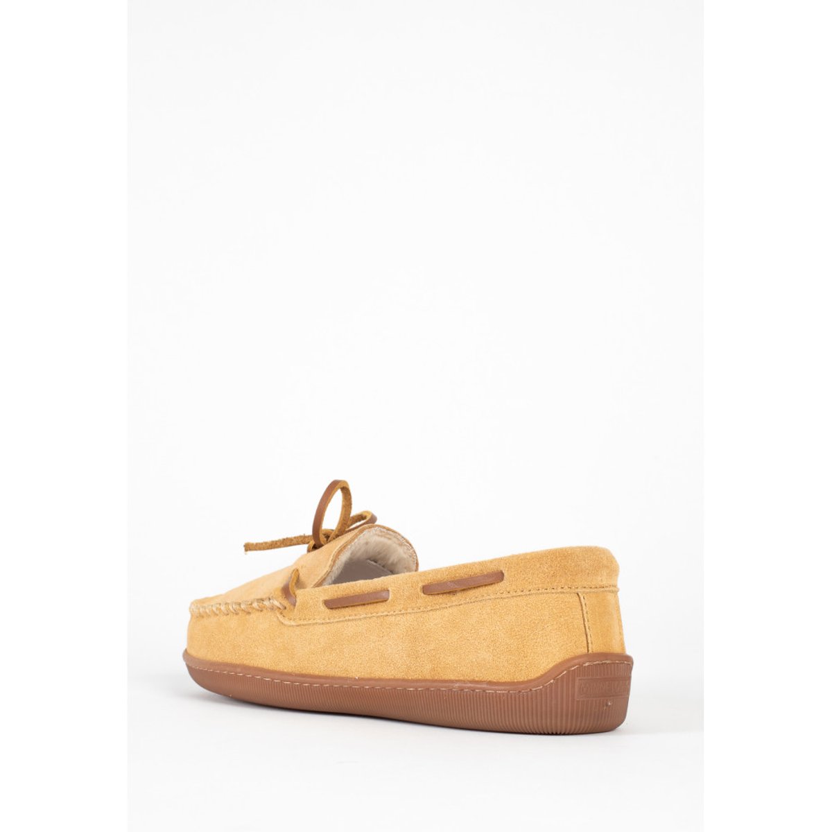 Mocassins en cuir suede fourrés en laine PILE LINE HARDSOLE marron clair, MINNETONKA