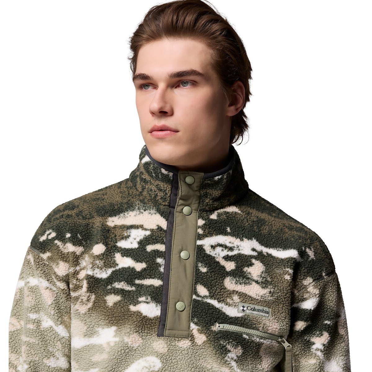 Fleece met halve knoopsluiting Helvetia™ II bedrukt groen, COLUMBIA